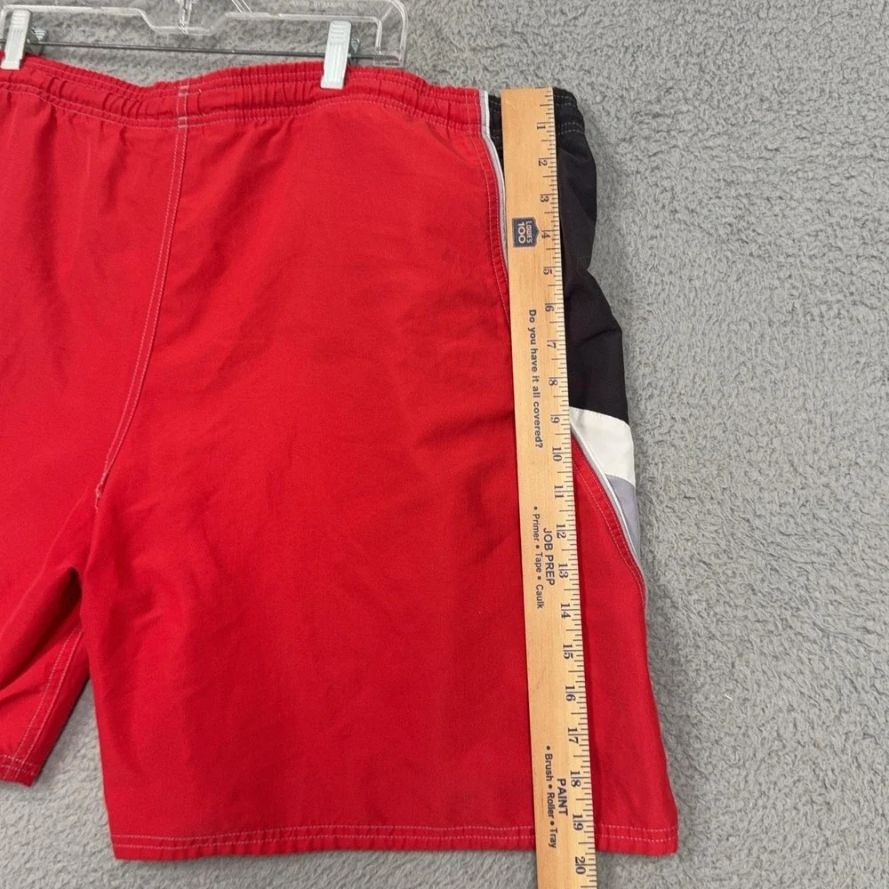 Speedo Swim Trunks Mens 42 Red Colorblock Waterproof Pocket Mesh Lined Shorts 3X